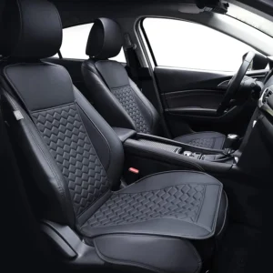 Universal Waterproof Leather Car Seat Covers 2PCs Front Set for Most Cars SUVs Trucks Black