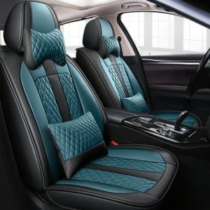 2-Seat All-Season Quilted PU Leather Car Seat Covers, Full-Wrap Waterproof, Universal for Sedan/SUV/Truck