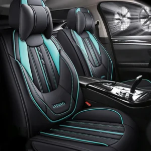 2-Seat All-Season Quilted PU Leather Car Seat Covers, Full-Wrap Waterproof, Universal for Sedan/SUV/Truck