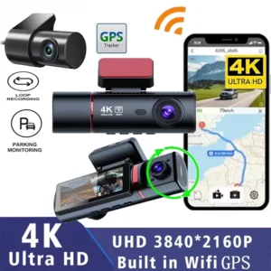 4K HD 3 Channel Dash Cam 3-Lens Front Inside Rear Car DVR GPS Wifi DVR Recorder Video Registrator Car Camera 24h Parking Monitor